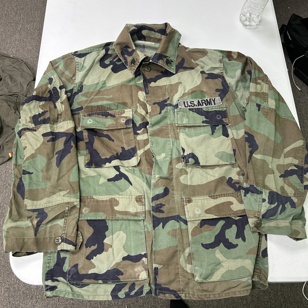 US Army BDU Field Jacket Mens Size M Camo Woodland Combat Uniform Coat G2